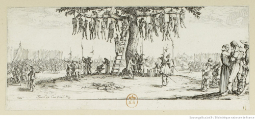 Jacques Callot , Les Grandes Misères de la guerre Planche 11: La Pendaison