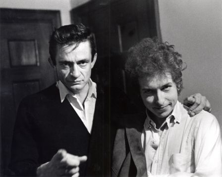 Daniel Kramer, Bob Dylan and Johnny Cash Backstage, New Brunswick, NJ, 1965