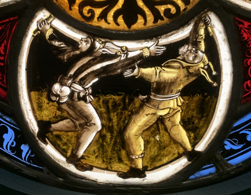 Atelier de Veit Hirschvogel l'Ancien, d'après Hans Süss von Kulmbach - Rondel aux armes de l'Autriche et scènes de tournoi © L'Oeil Curieux/Thierry Guilhem