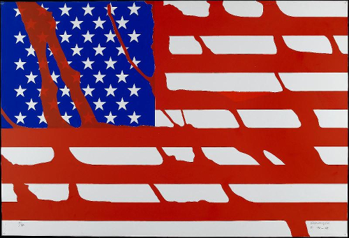 Le Rouge 1968  Sérigraphie sur bristol 320 g  60 x 89 cm  (Drapeau des Etats-Unis) © Georges Meguerditchian - Centre Pompidou, MNAM-CCI /Dist. RMN-GP © Gérard Fromanger