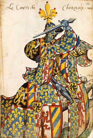 Le comte de Charolais Grand Armorial équestre de la Toison d'Or Flandres, 1430-1461. Papier, 167 ff. ; 29 x 21 cm BnF, Bibliothèque de l'Arsenal, Ms. 4790 Rés. f. 141