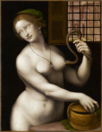 Giovanni Pietro Pedrini Ricci, dit Giampietrino (1493 - 1540) Le Suicide de Cléopâtre mordue par un aspic XVIe siècle Paris, musée du Louvre.