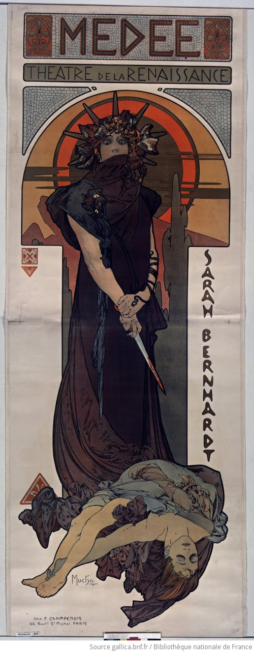 Alphonse Mucha. Médée. Théâtre de La Renaissance. Sarah Bernhardt.