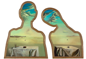 Salvador Dali, "Un couple aux têtes pleines de nuages", 1936, Huile sur toile, 92,5x69,5 cm et 82,5x62,5 cm, Museum Boijmans Van Beuningen, Rotterdam © Salvador Dali, Fundacio Gala-Salvador Dali, Figueres