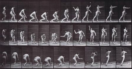 Eadweard Muybridge Animal Locomotion: Females, Plate 303 Picking up a ball and throwing it, 1887